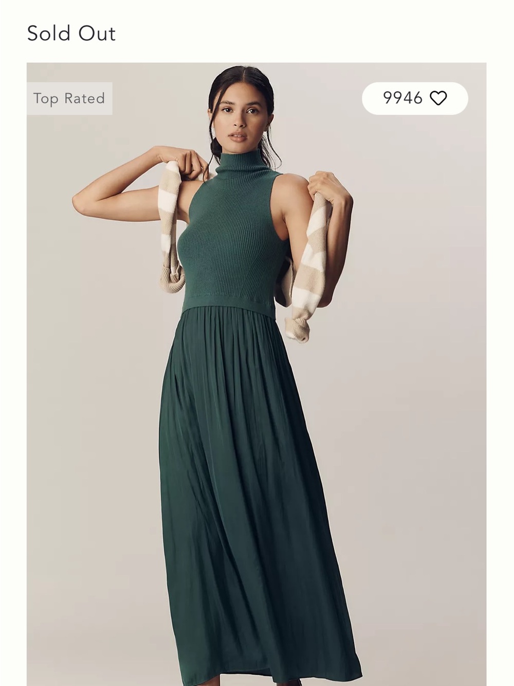 Anthropologie Green Sleeveless Thea Twofer Sweater Dress| 1X